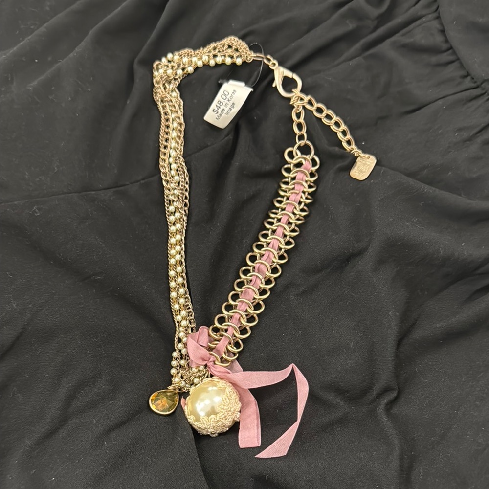 Gold and Pink Chain Necklace